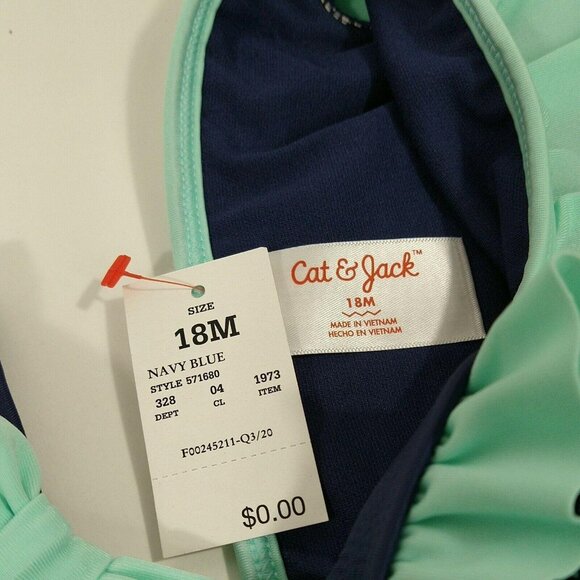 Cat & Jack 2 pc Tankini Swimsuit Dolphin Graphic Girls Size 18 Month Blue NEW - Picture 6 of 9